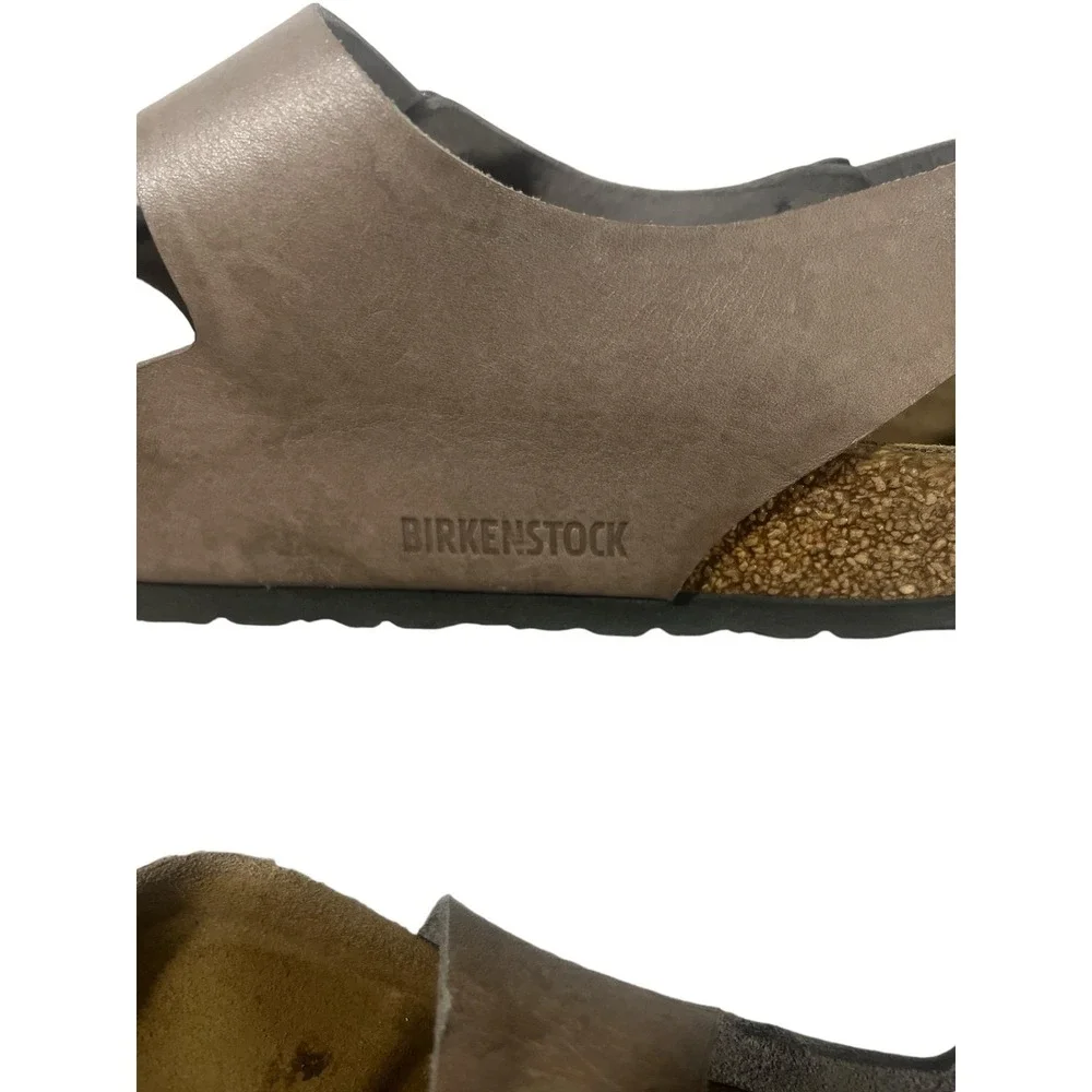 Birkenstock mens Brown Leather Double Strap Milano Sandal 43 S1